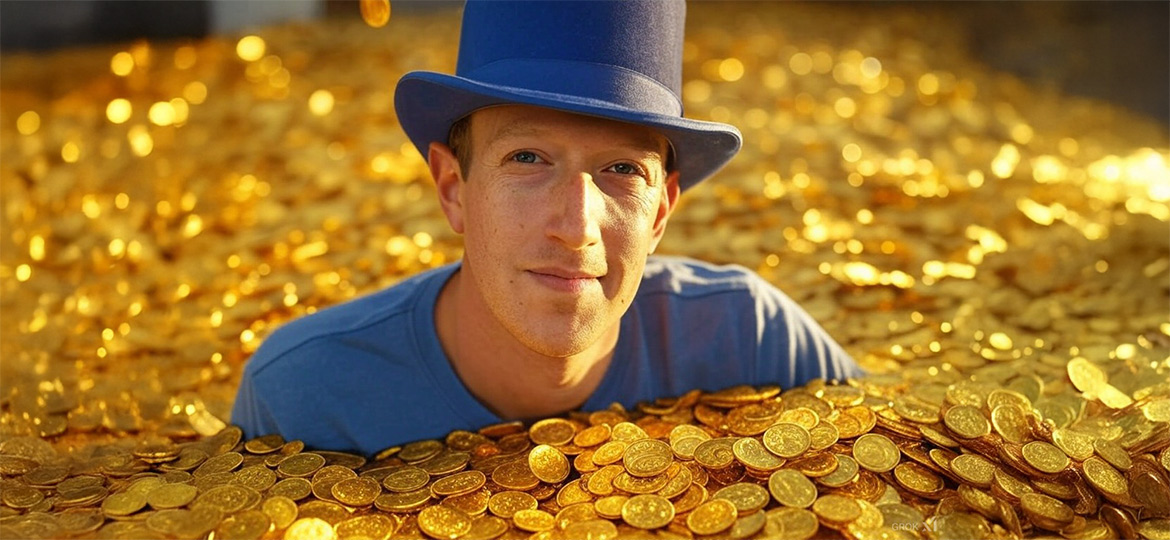 Zuckerberg che nuota nell'oro