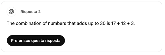 The combination of numbers that adds up to 30 is 17 + 12 + 3.