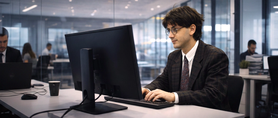 Edenio giovane al computer